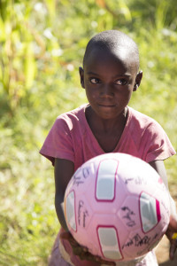 Lamula and her pink soccer ball